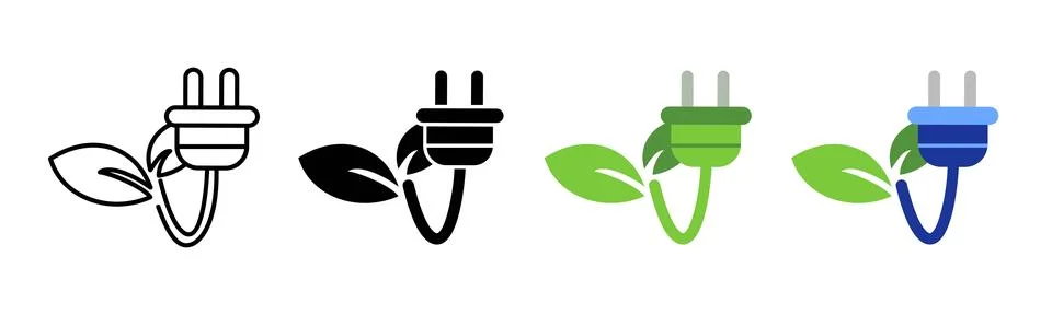 Green energy icon. Plug socket vector illustration. Renewable power illustr.. Stock Illustration