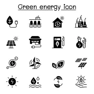 Green energy icon set vector illustration graphic design Illustrazione stock