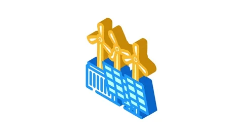 Green energy integration industry 5 isometric icon animation Stock Footage 327280359