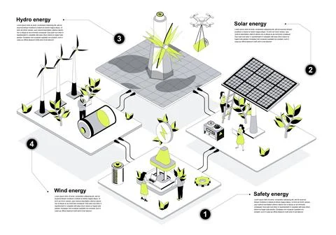 Green Energy Isometric Concept Stock Illustration