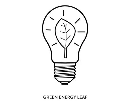 Green Energy Leaf Bulb Stock Illustration