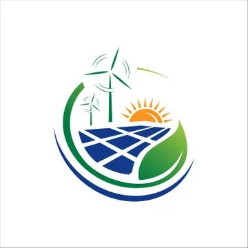 Green energy logo vector design with renewable icon template Stock Illustration