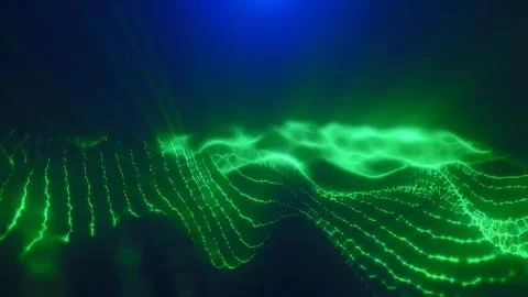 Green energy magic digital high tech waves with light rays lines and energy.. Stock Illustration