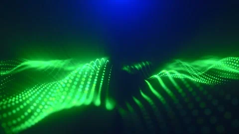 Green energy magic waves high tech digital iridescent morphing with light r.. Stock Footage 266893749