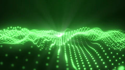 Green energy magic waves high tech digital morphing with light rays lines Stock Footage 348334397