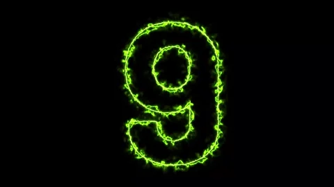 Green Energy Neon Numbers Animation, Glowing Energy Neon Numbers Stock Footage 308003553
