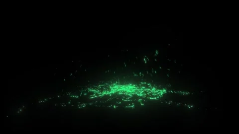 Green energy particles explode on ground... | Stock Video | Pond5