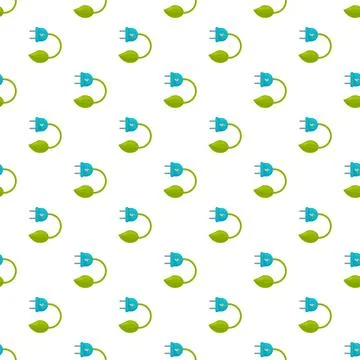 Green energy plug leaf pattern for sustainability concept 库存插图