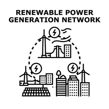 Green energy power generation network connection system Stock Illustration