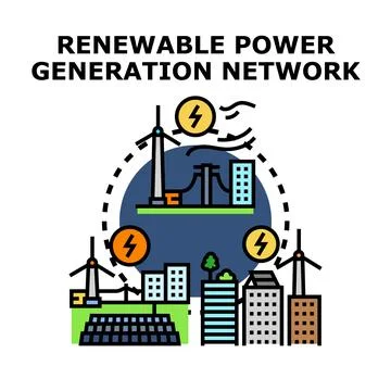 Green energy power generation network connection system Stock Illustration