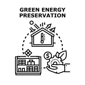 Green energy preservation concept saving money and planet Stock Illustration