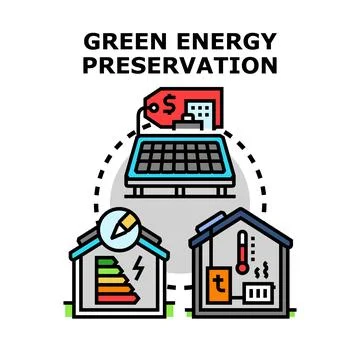 Green energy preservation concepts saving money and resources Ilustración de archivo