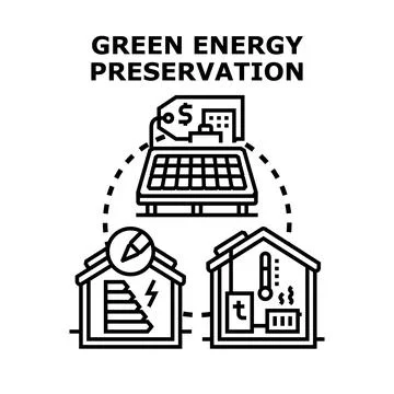 Green energy preservation concepts saving money and resources Ilustración de archivo