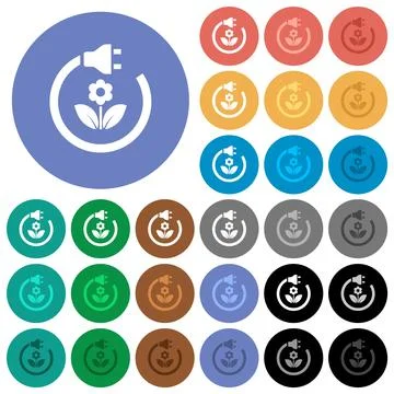 Green energy round flat multi colored icons イラスト素材
