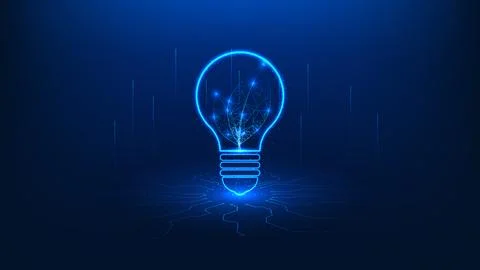 Green energy technology background featuring a light bulb with a leaf insid.. Stockillustratie