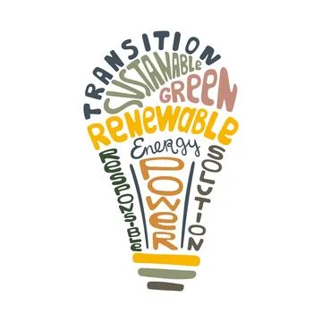 Green energy transition tag cloud illustration Stock Illustration