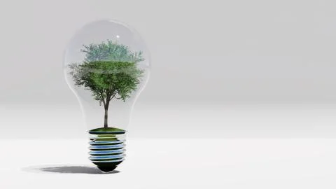 Green energy, with tree inside bulb Stock Illustration