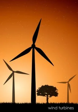 Green energy. vector wind turbines Stock Illustration
