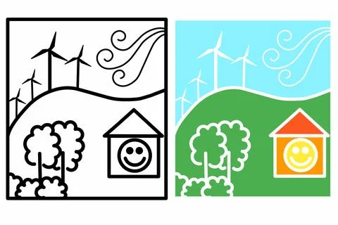 Green energy wind generator Illustrazione stock