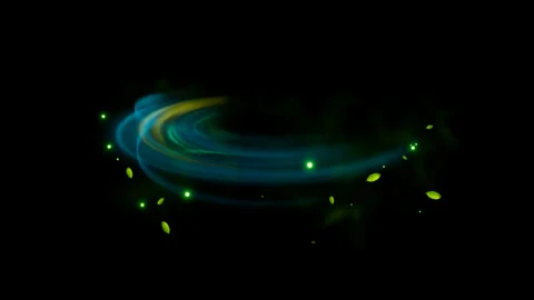 Green energy wipe effect on black background Stock Footage 318428342