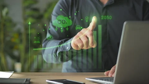 Green energy zero emission carbon co2 reduction graphic Stock Footage 269089309