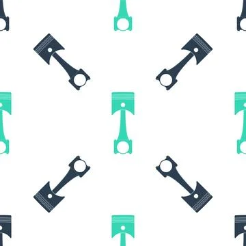 Green Engine piston icon isolated seamless pattern on white background. Car 스톡 일러스트