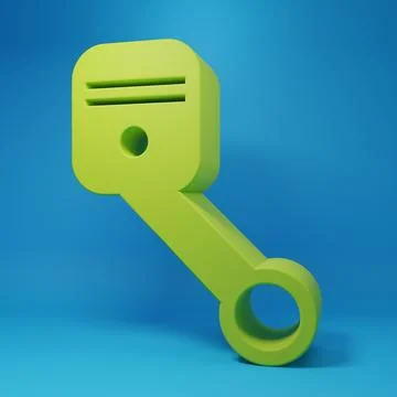 Green Engine piston icon isolated on blue background. Car engine piston sig.. Illustrazione stock