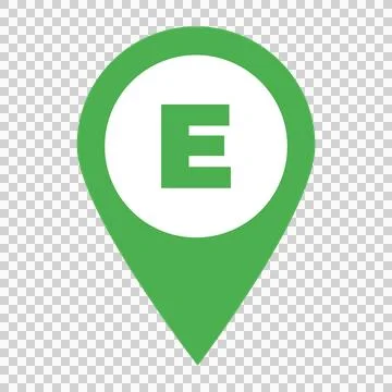 Green Entry Point Map Pin Marker Icon with Letter E Transparent PNG Stock Illustration