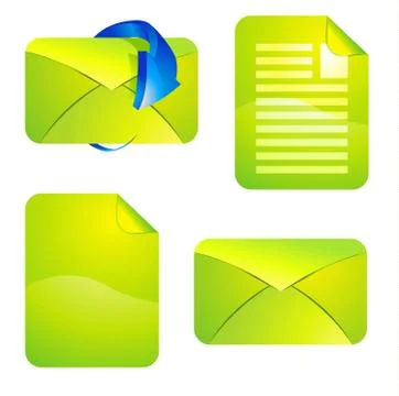 Green envelope and paper Stock Illustration