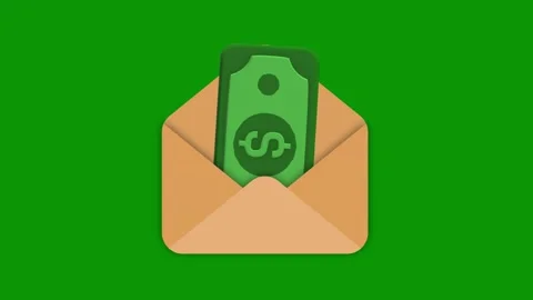 Green envelope dollar pen green screen animated chromakey background composition Stock Footage 314063607