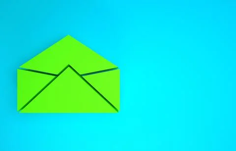 Green Envelope icon isolated on blue background. Email message letter symbol. Stock Illustration