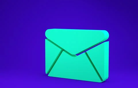 Green Envelope icon isolated on blue background. Email message letter symbol. Stock Illustration