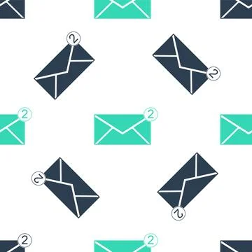 Green Envelope icon isolated seamless pattern on white background. Received 스톡 일러스트