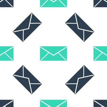Green Envelope icon isolated seamless pattern on white background. Email message Illustrazione stock