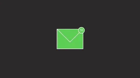 Green envelope icon with notification badge showing fifty messages, abstrac.. Stock Illustration