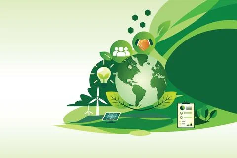 Green environment flat icon climate change long term strategy  Stock Illustration