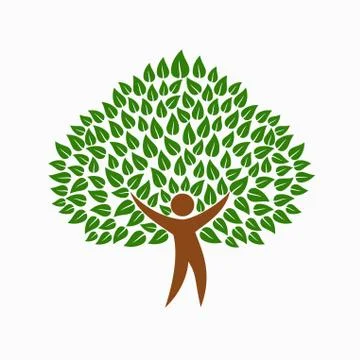Green environment people tree concept symbol Stock Illustration
