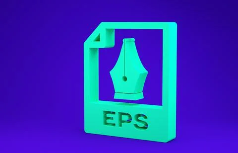 Green EPS file document. Download eps button icon isolated on blue background Illustrazione stock