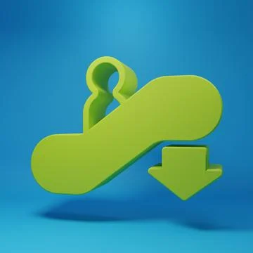Green Escalator down icon isolated on blue background. Minimalism concept. .. Stock Illustration