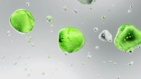 Green essence molecule cell bubbles 3D rendering Stock-Footage 346018750