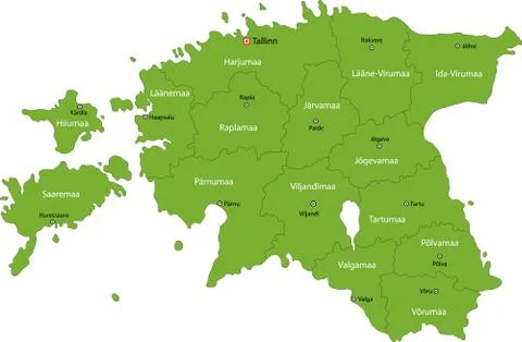 Green Estonia map Stock Illustration