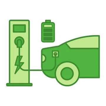 Green EV Charging Point Icon. Vector Illustration. Device Designed for Char.. Stock Illustration