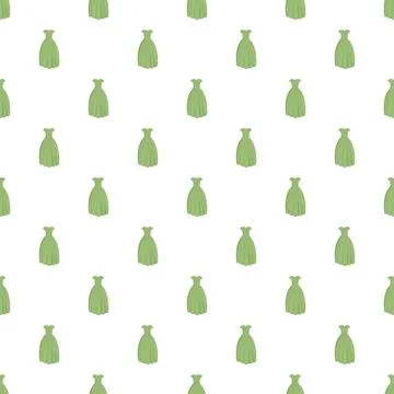 Green evening dress pattern repeating on white background Illustrazione stock