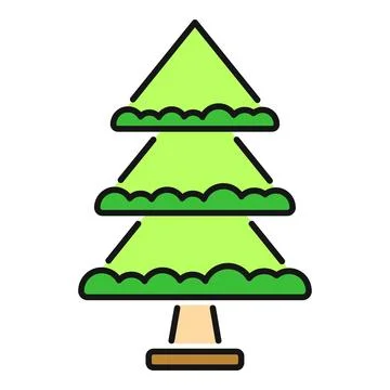 Green evergreen spruce tree line art icon illustration Stock Illustration