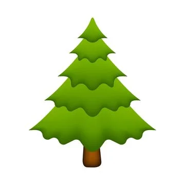 Green evergreen tree vector emoji illustration flat design Stock Illustration