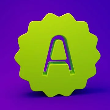 Green Exam sheet with A plus grade icon isolated on purple-blue background... Stock Illustration