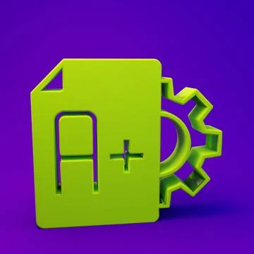 Green Exam sheet with A plus grade icon isolated on purple-blue background... Stockillustratie