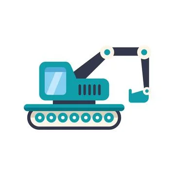 Green excavator digging with extended arm illustration Stock Illustration