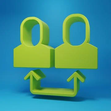 Green Exchange work icon isolated on blue background. Information exchange .. 스톡 일러스트