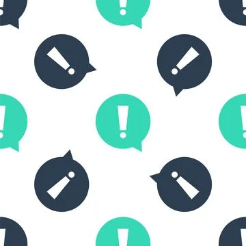 Green Exclamation mark in circle icon isolated seamless pattern on white Stock Illustration
